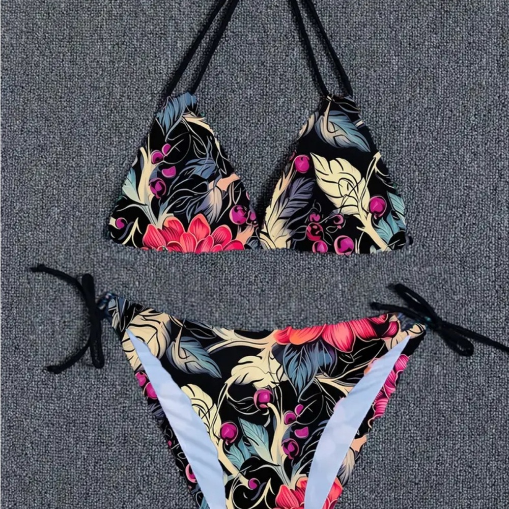 Floral Bikini Set - Black and Pink brand new - Picture 5 of 10